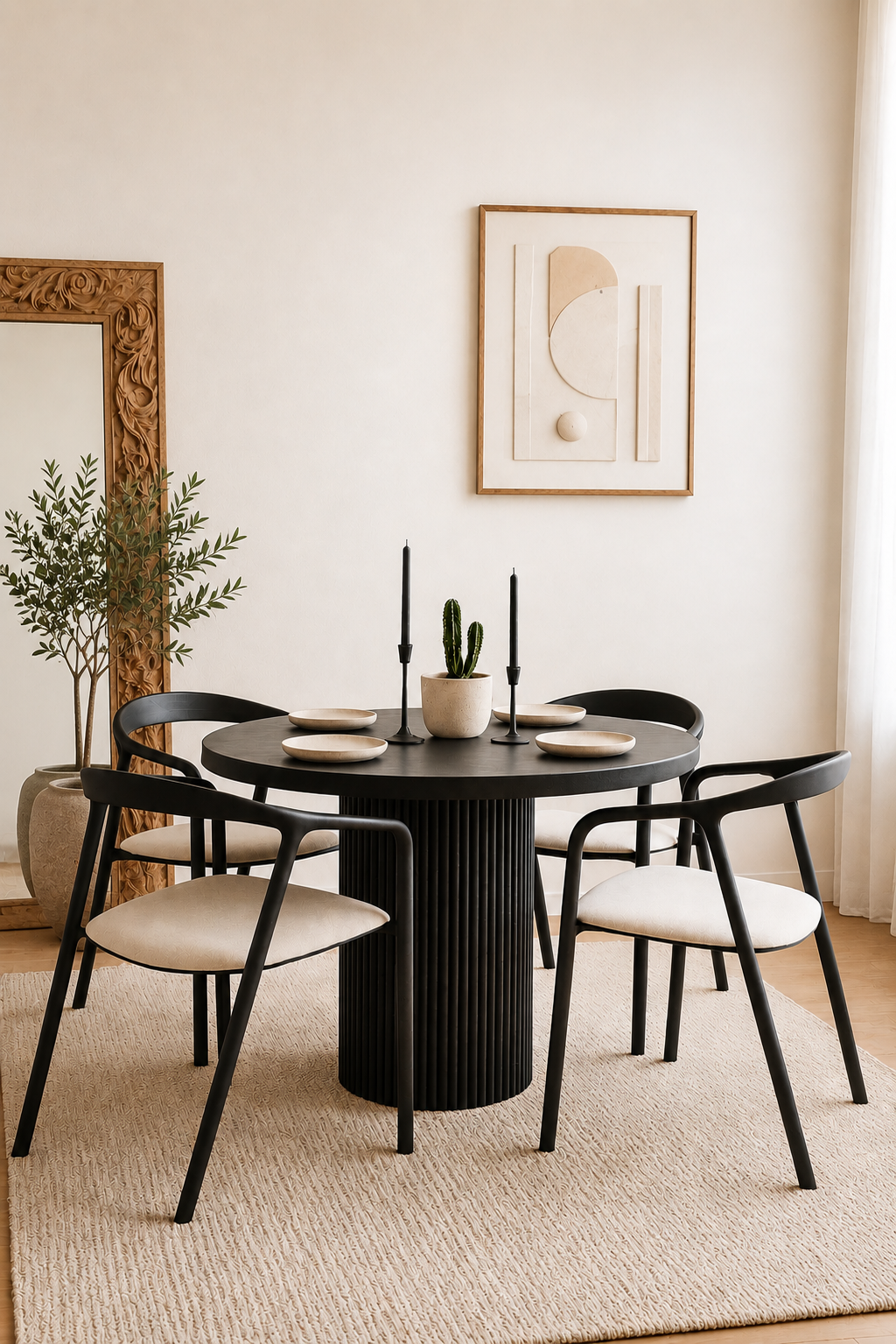 Esiza 4 Kişilik Yılan Sandalye ve Yuvarlak Masa Takımı